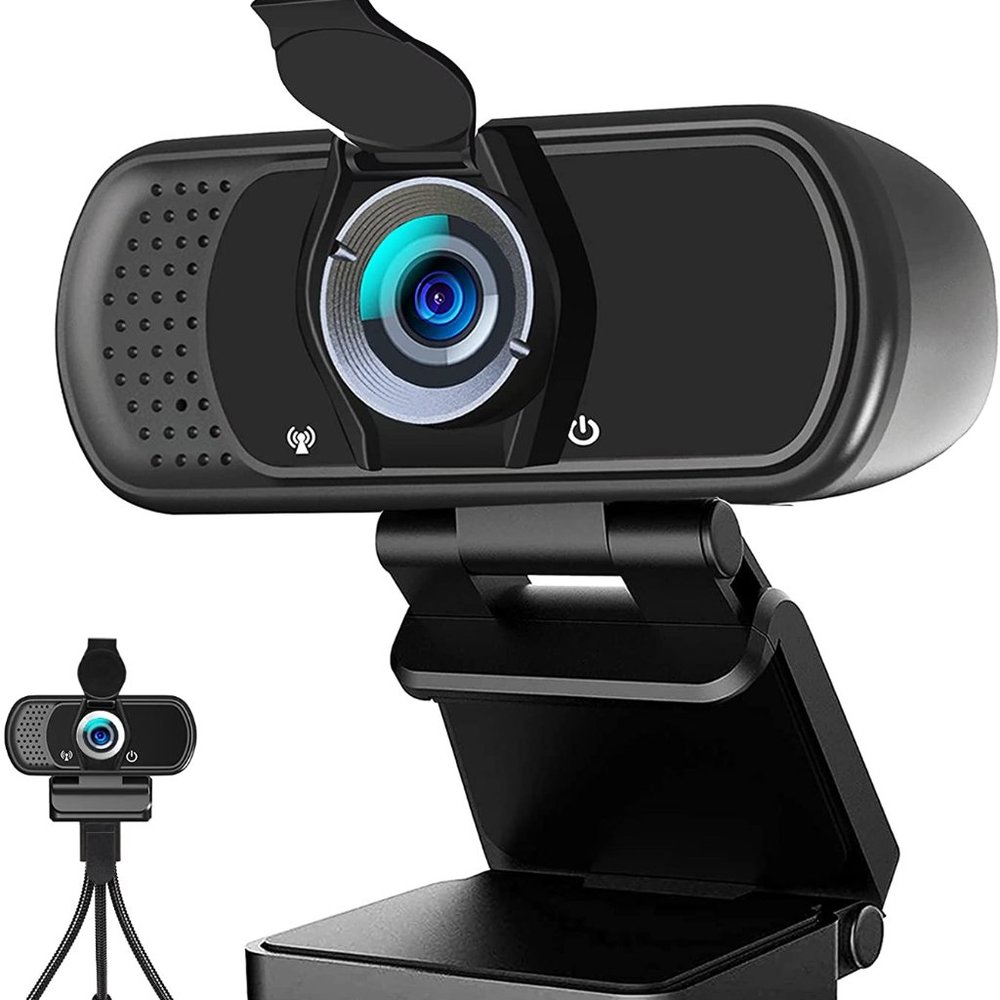 Hrayzan Webcam 1080p + Movo LV1-USB Lavalier Microphone for Computer